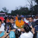 Pushpa Kamal Dahal among crowd during Maoist campaign finale in Kanchanpur