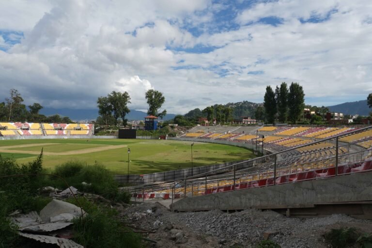 TU Cricket Ground Kirtipur seating and parapet construction nearing completion