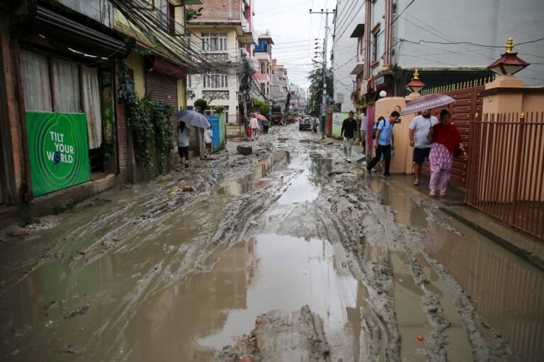 Shankhamul Ganeshmarg Kathmandu muddy road after drainage work